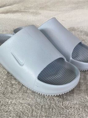 Nike Calm Slide Sandals Mens Size 8 Womens 9 Gray Water Comfort Casual NEW